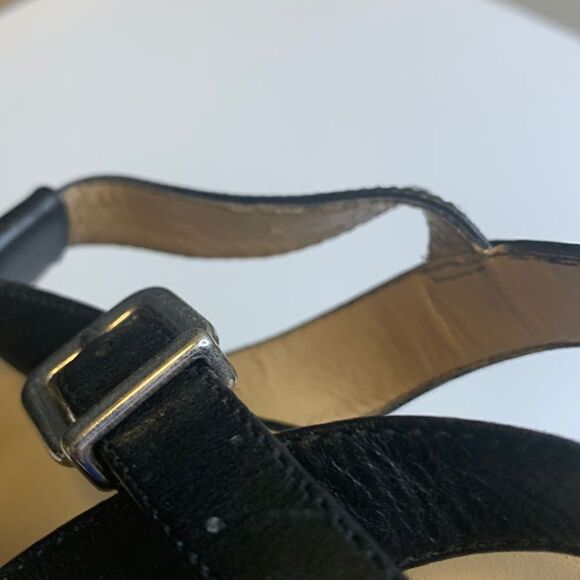 Antonio Melani Black Suede Slingback T-Strap Cork Wedge Heels - 10M - Picture 9 of 12